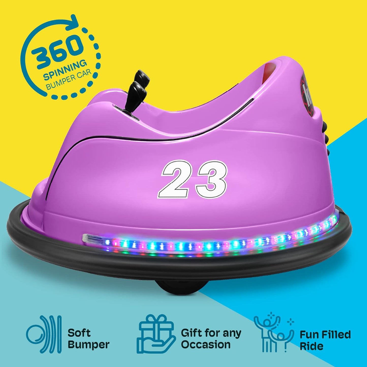 6V Electric Ride on Bumper Car for Kids & Toddlers 1.5-6 Years Old, DIY Sticker Baby Bumping Toy Gifts W/Remote Control, LED Lights & 360 Degree Spin, ASTM Certified