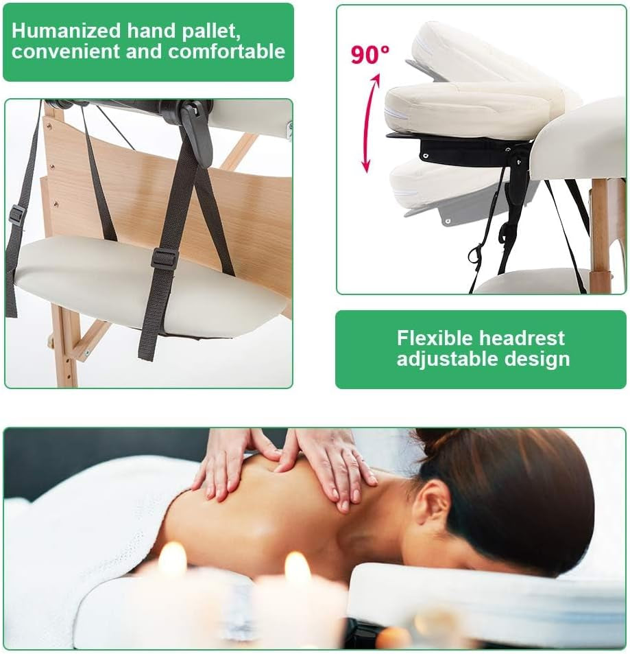 Massage Bed Portable Massage Table 28 Inche Wide Lash Bed Heigh Adjustable 2 Folding Spa Table with Non-Woven Bag for Spa Footmassage Facial Carespa Tattoo